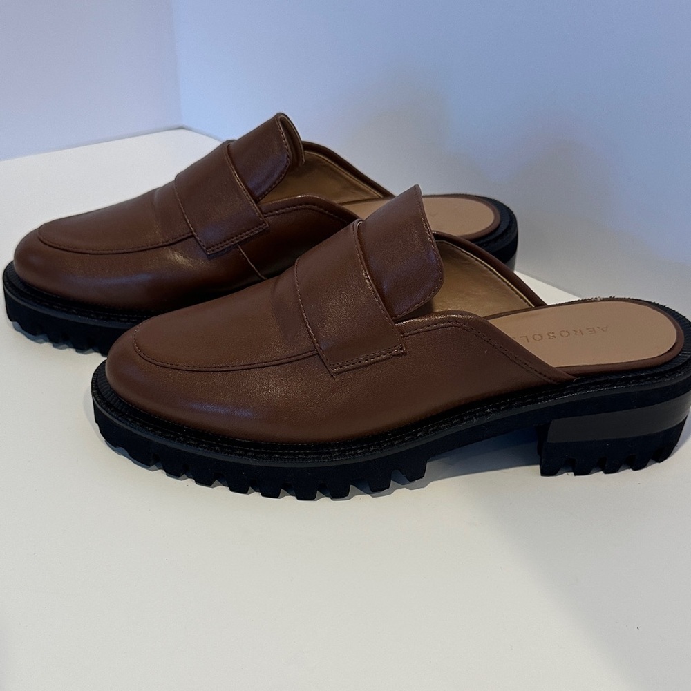 Aerosoles Women's Brown Reba Platform Mule Loafers Slides Lug Sole Size 7.5 - Picture 7 of 7
